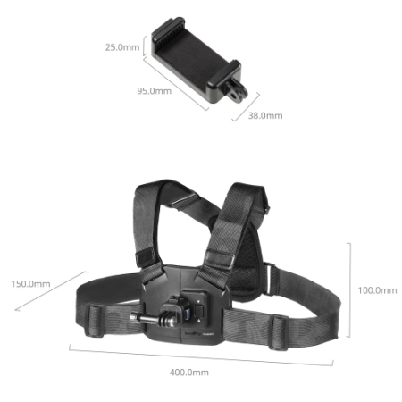 SmallRig 6308 - pasek, mocowanie POV, szelki na klatkę piersiową do kamer sportowych i smartfonów - wymiary